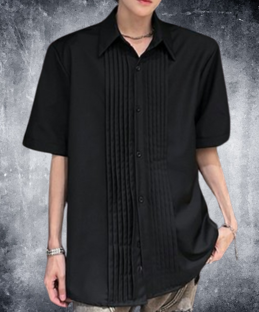 dark luxury pleated front design shirt EN2112