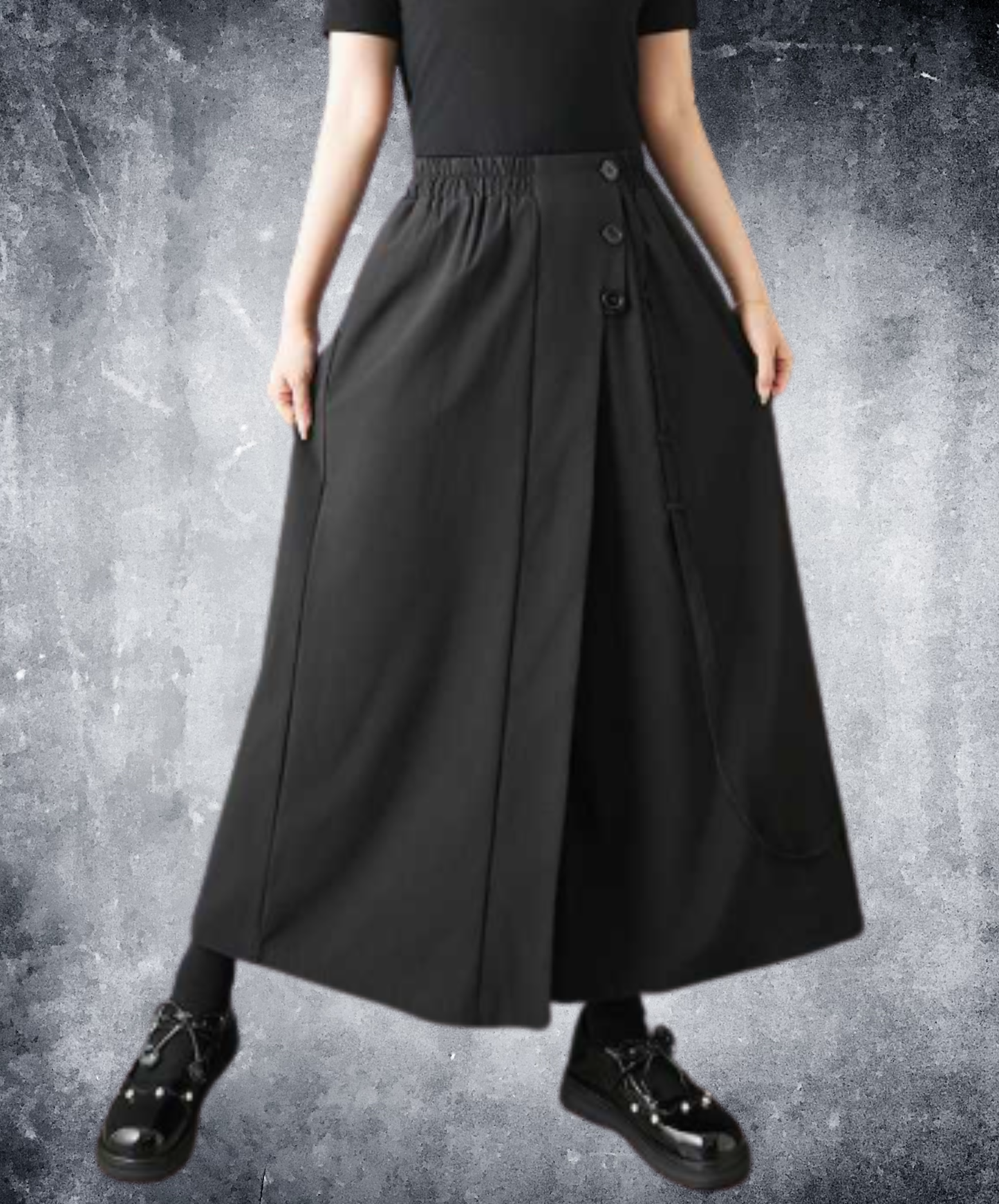 dark high-waisted cropped wide pants EN3050