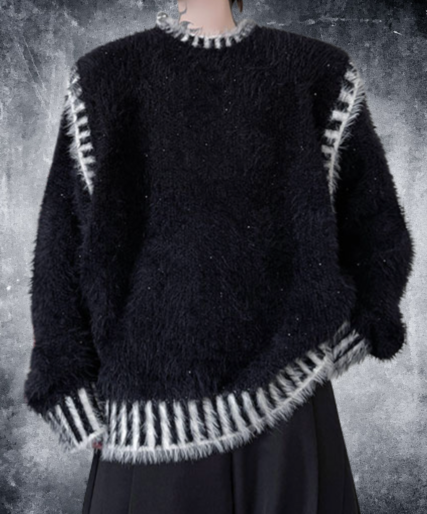 dark retro colorblock stitching sweater EN2532