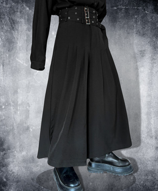 wide leg with three-stage belt long pants EN1526