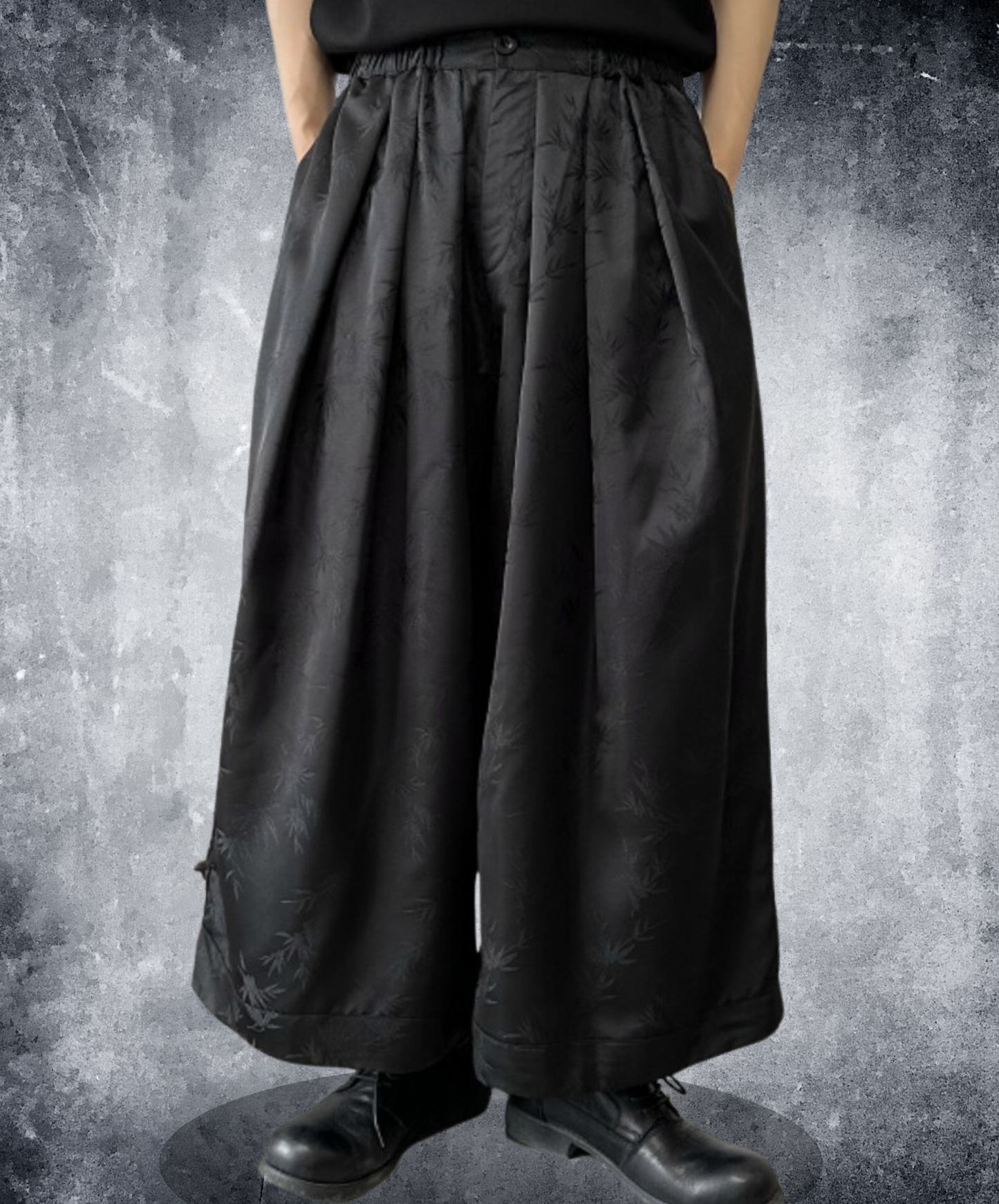 chinese style satin jacquard wide pants EN1767