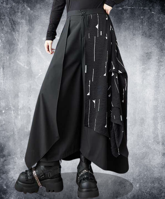 dark fashionable irregular loose fit pants EN2726