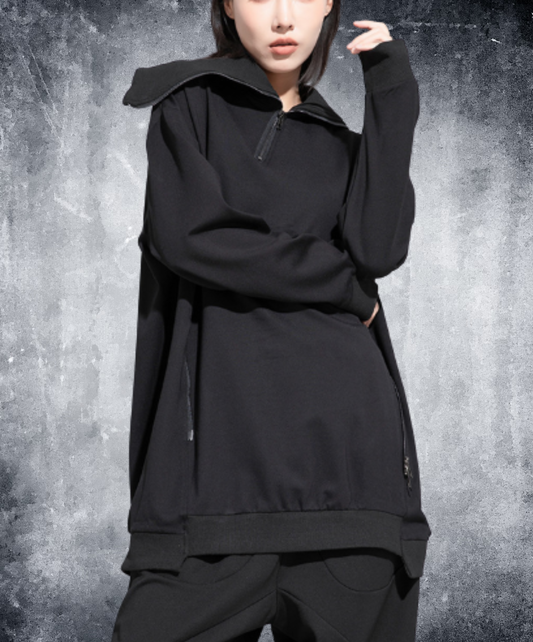 dark extra-high neck zipper sweatshirt EN3120