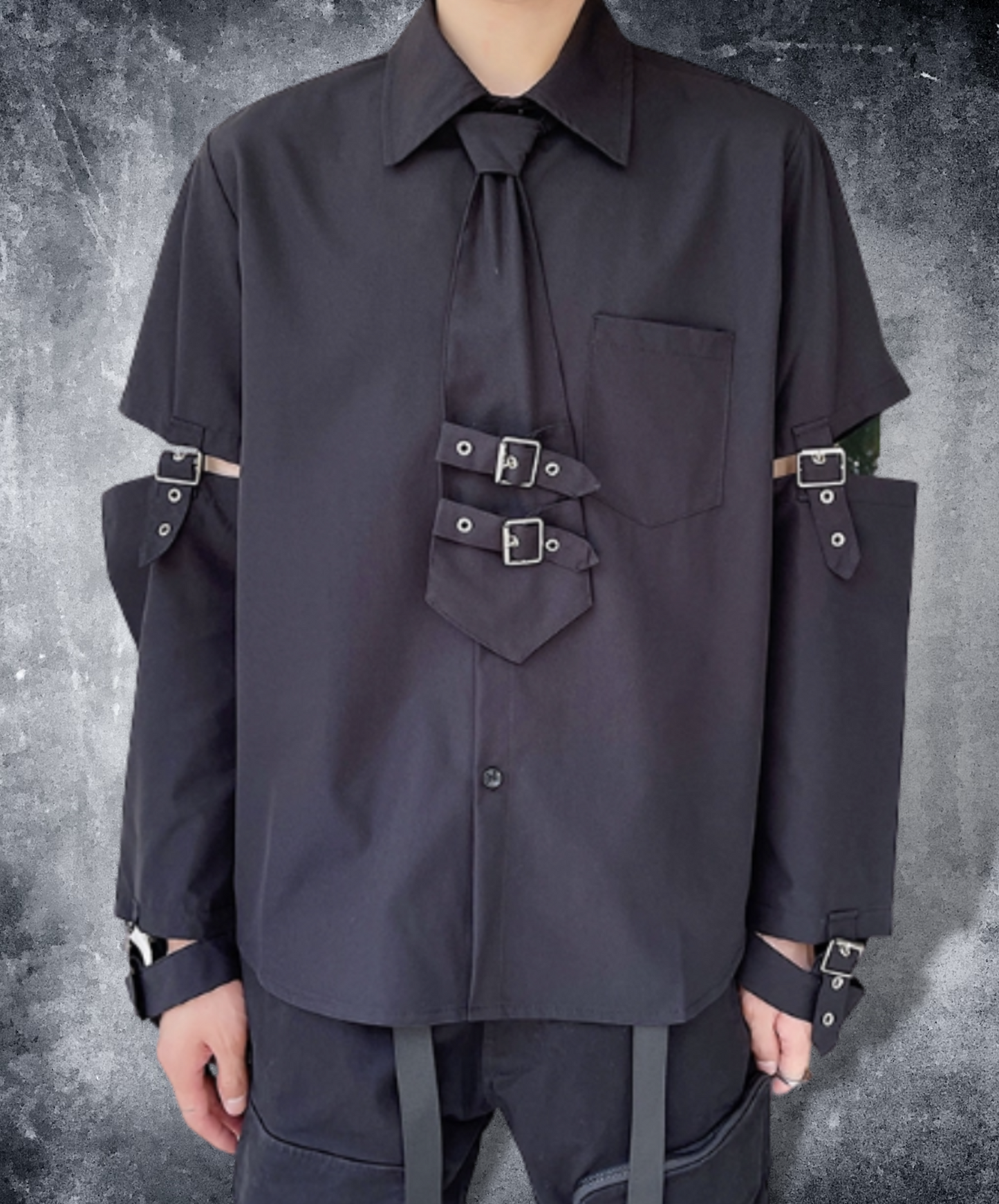 dark buckle decoration shirt EN1052