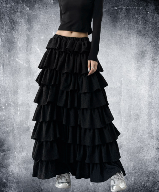 volume tiered long skirt EN2935