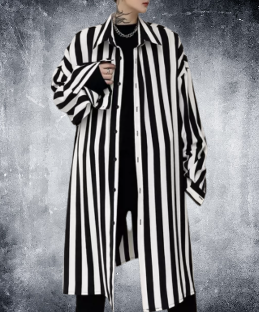monotone stripe straight silhouette long shirt EN3106