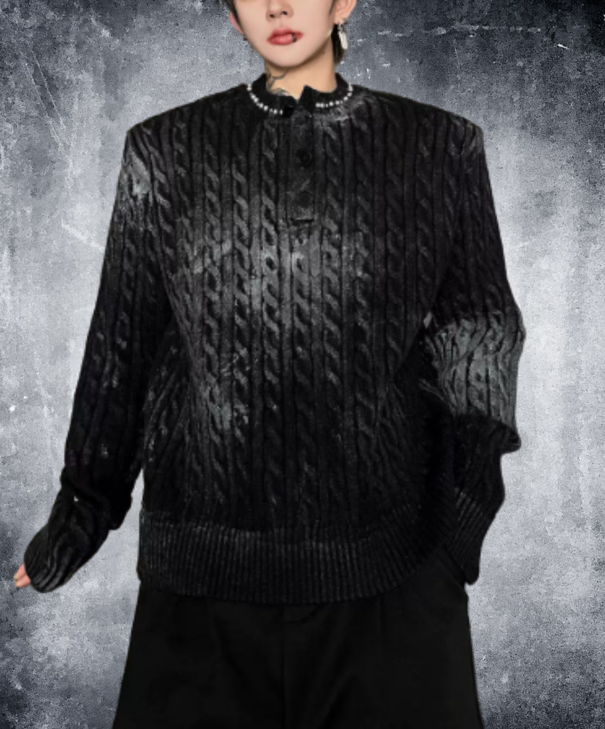 cable-knit with a distressed finish sweater EN3241