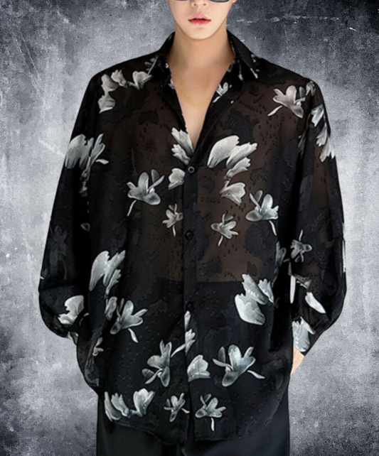 floral print chic sheer shirt EN1670