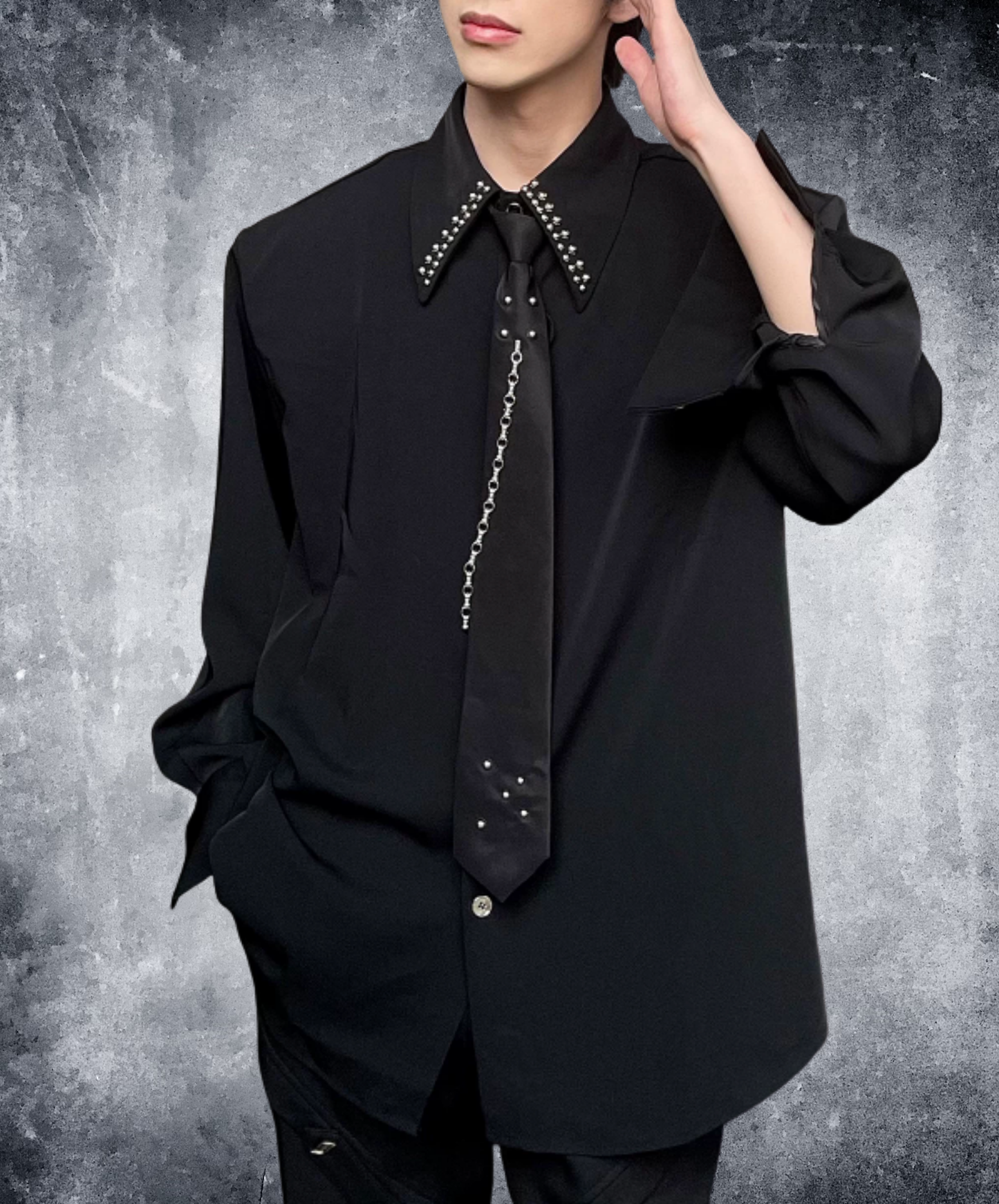 metal rivet tie included shirt EN2852