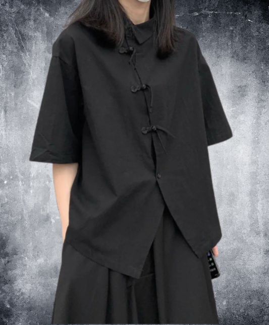 chinese-style diagonal buttons shirt EN3004