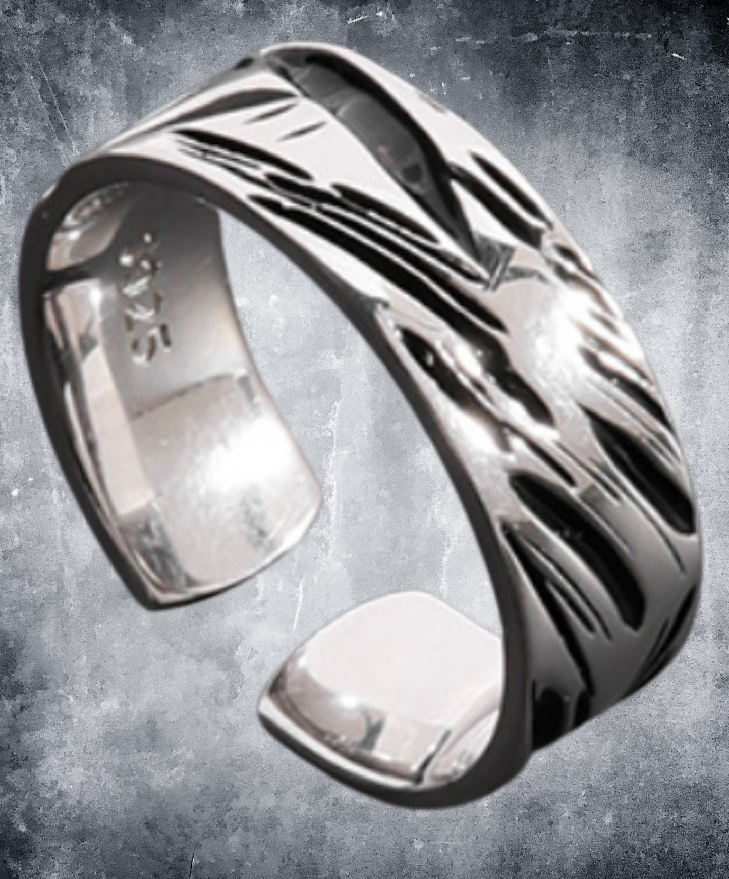 slash design s925 free size ring EN2565