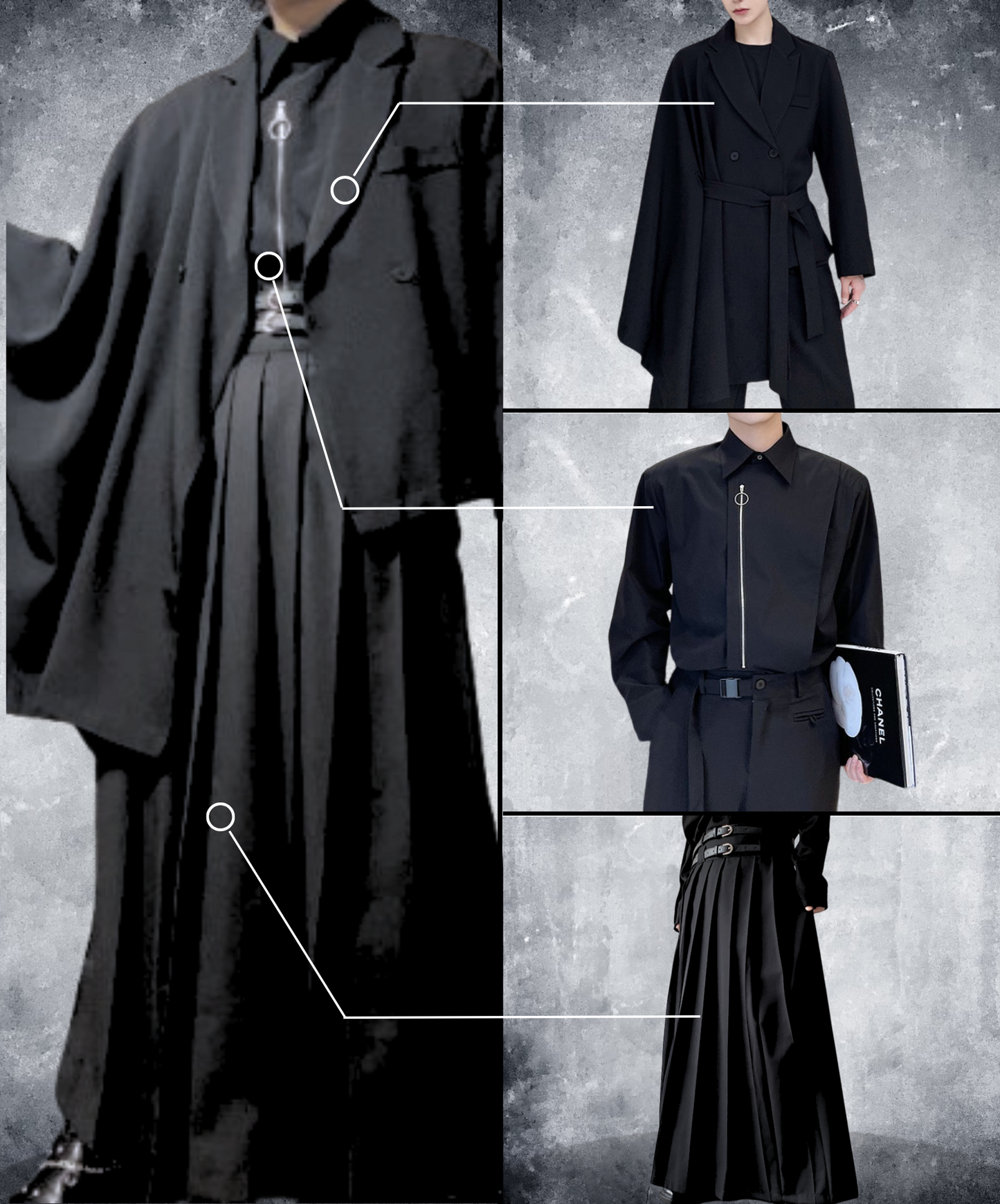 【style67】dark mode outfit set EN1891（jacket + shirt + skirt set）