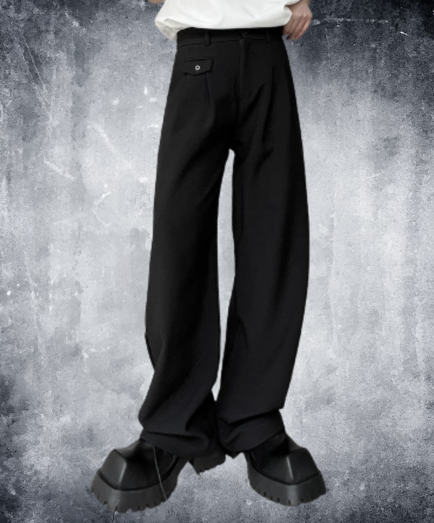 asymmetrical pocket, simple straight slacks pants EN2925