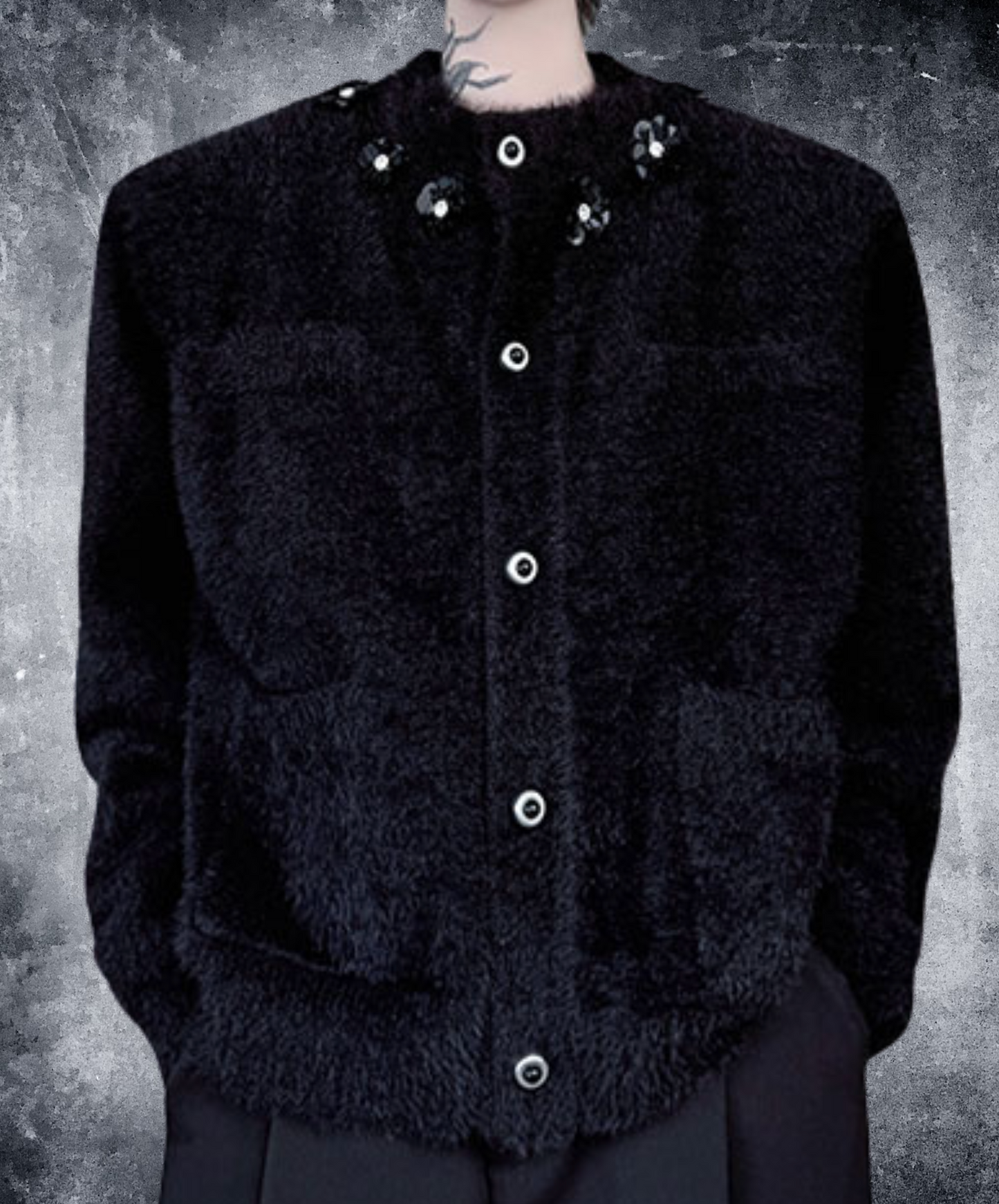 retro mohair ornament cardigan EN2504