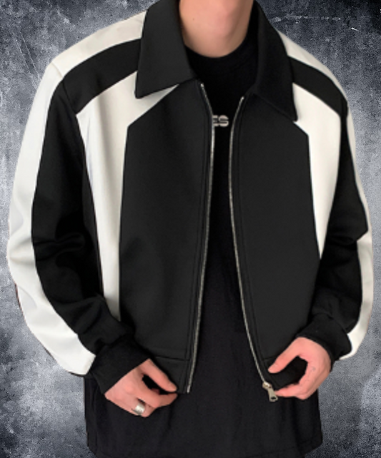 loose shoulder bicolor jacket EN1345