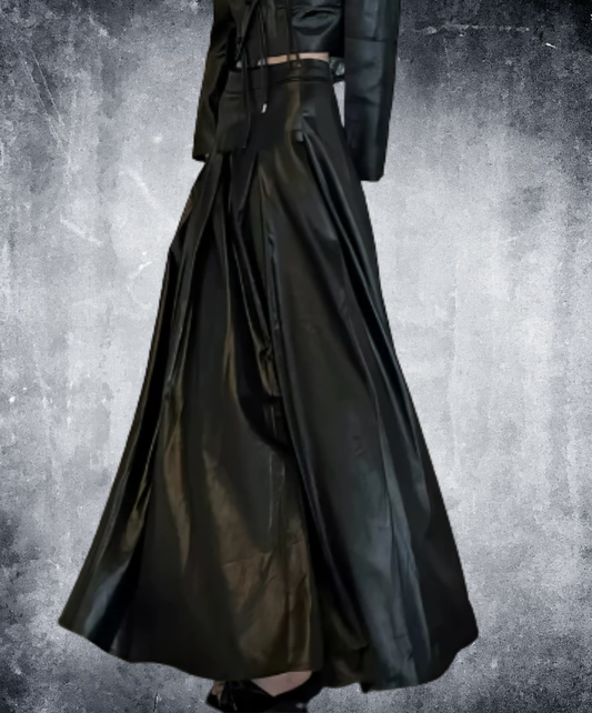 dark long-length design with pleated panels skirt EN3193