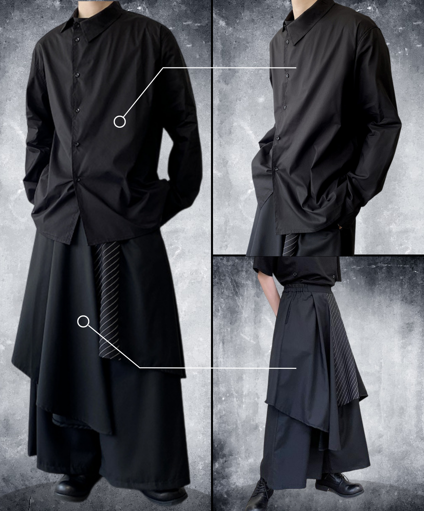 【style22】dark mode outfit set EN963（shirt + pants set）