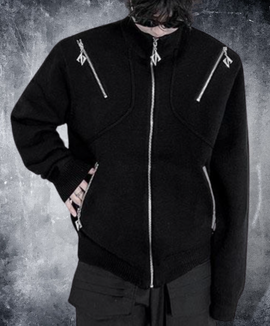 dark wide silhouette with zip-up embellishments sweatshirts EN1438