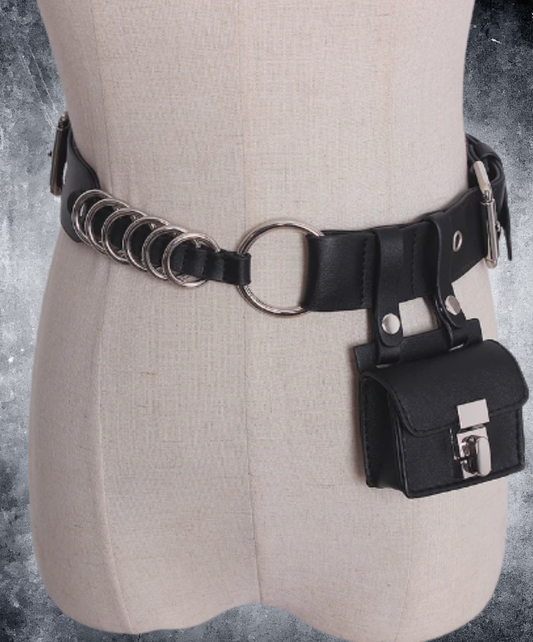 dark micro bag accent ring chain belt EN3215