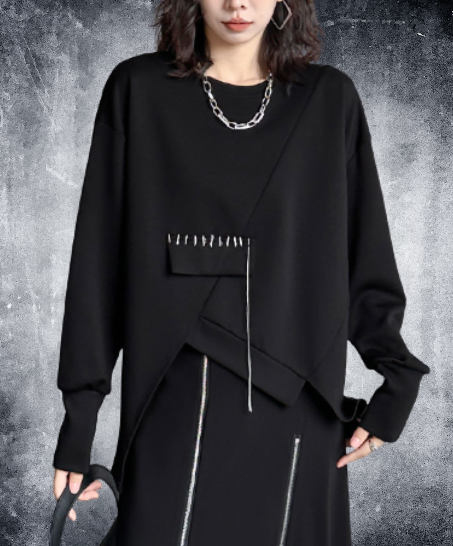 iIrregular seam line design sweatshirt EN3134