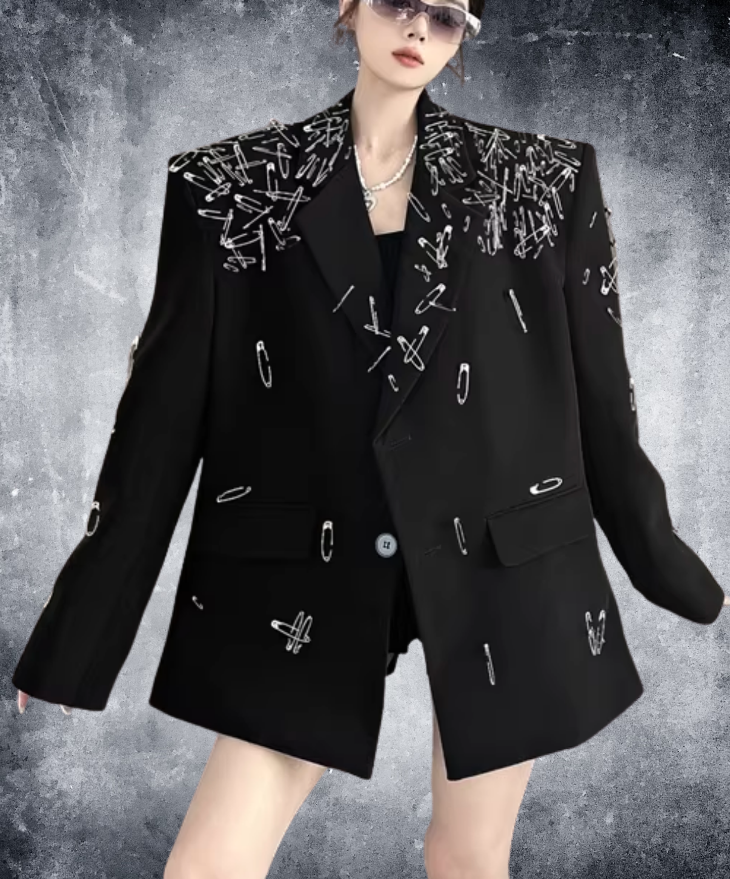 3d safety pin decoration jacket EN2828