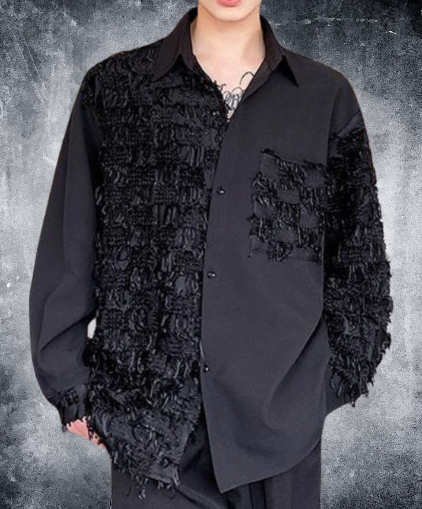 dark fringe pattern mix shirt EN1995