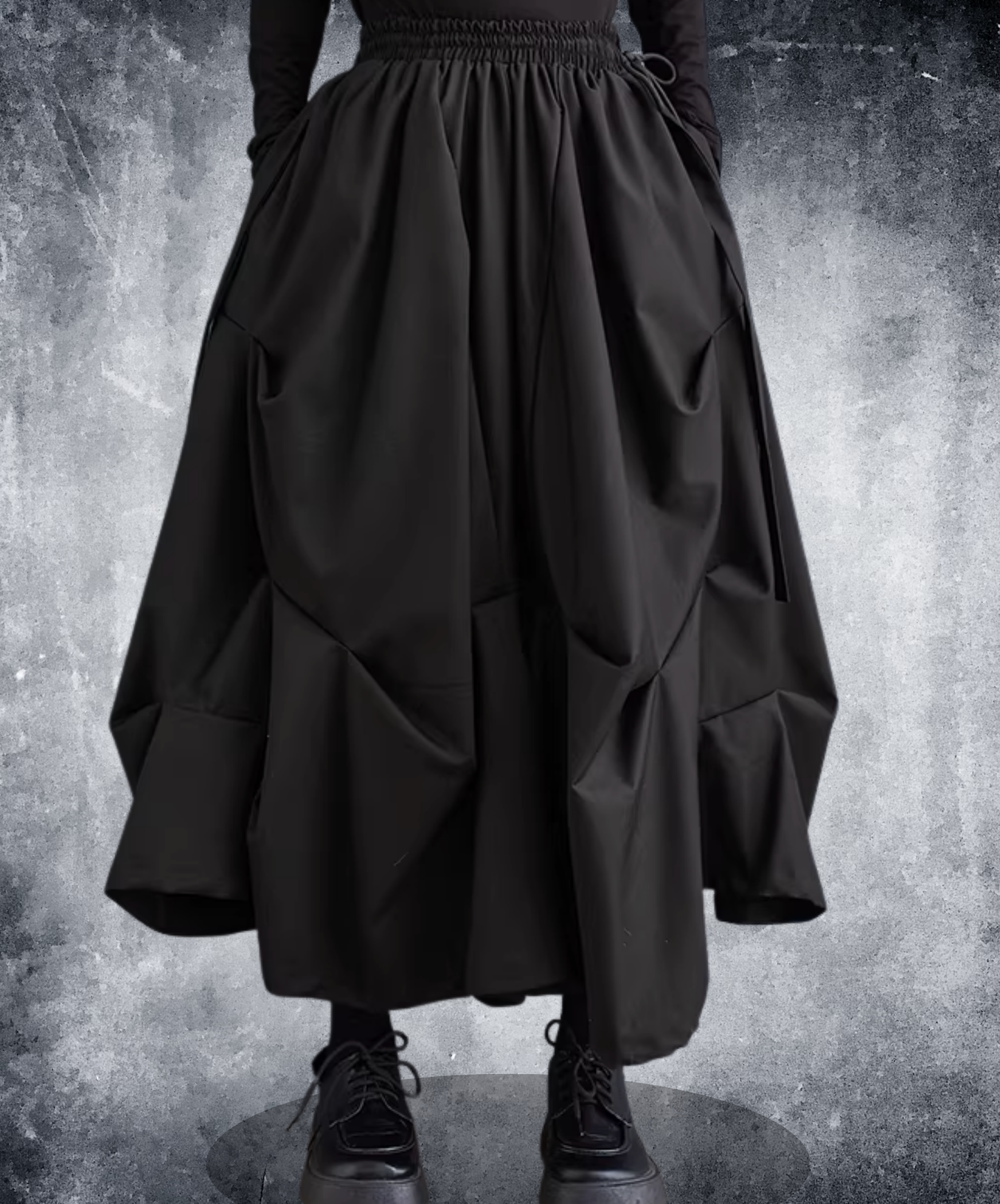 dark pleated drape wide pants EN2833