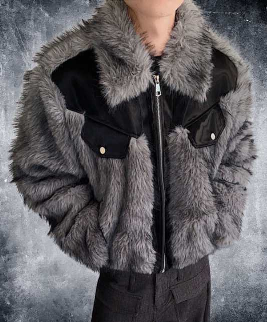 mink fur-like mixed material jacket EN2518