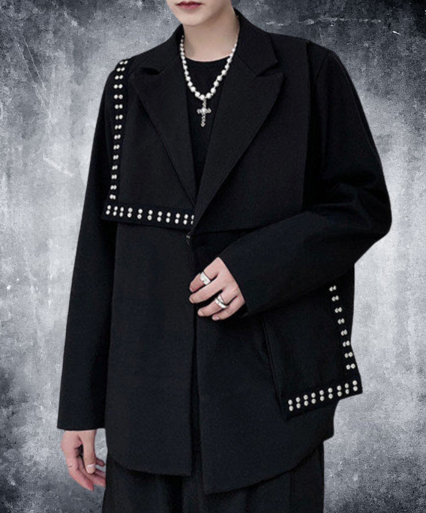 asymmetrical stud decoration jacket EN2667