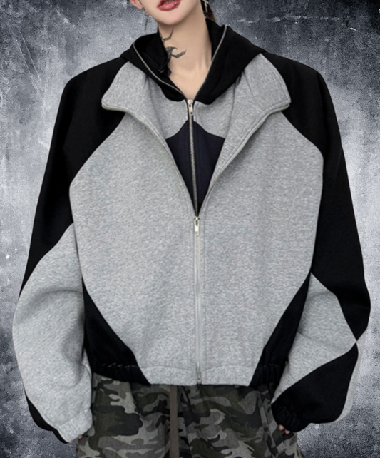 layered patchwork hoodie EN2613