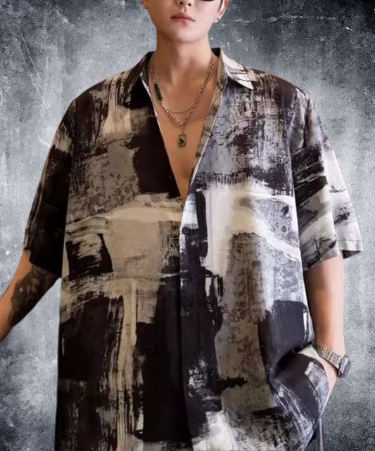 dark splicing print shirt EN2793