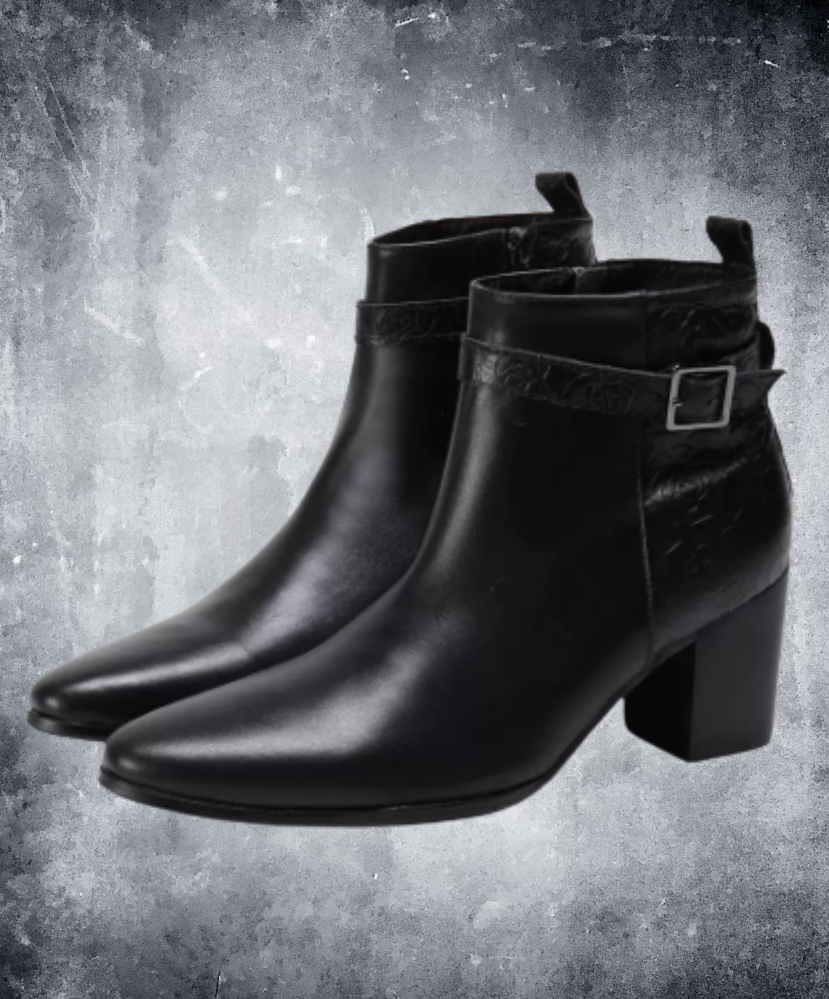 pointed-toe strap belt boots EN3175