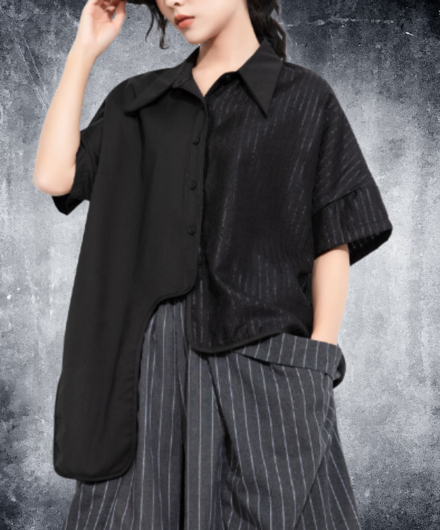 Irregular hem design, short length shirt EN2957