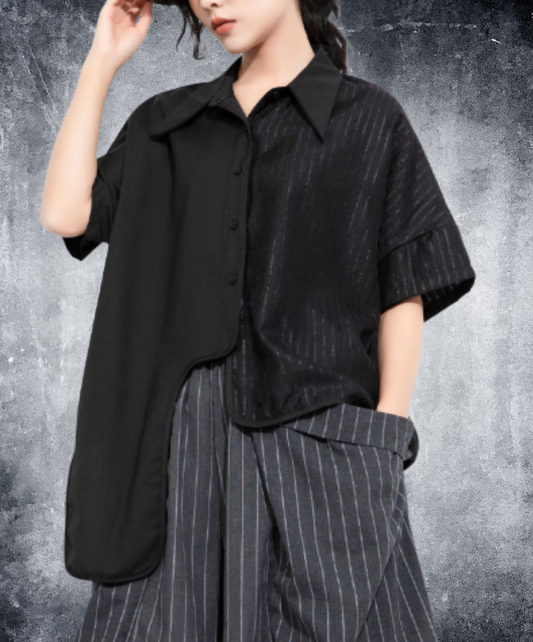 Irregular hem design, short length shirt EN2957