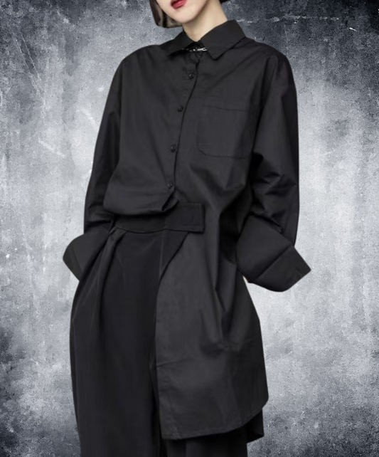 dark Irregular button slits shirt EN2854