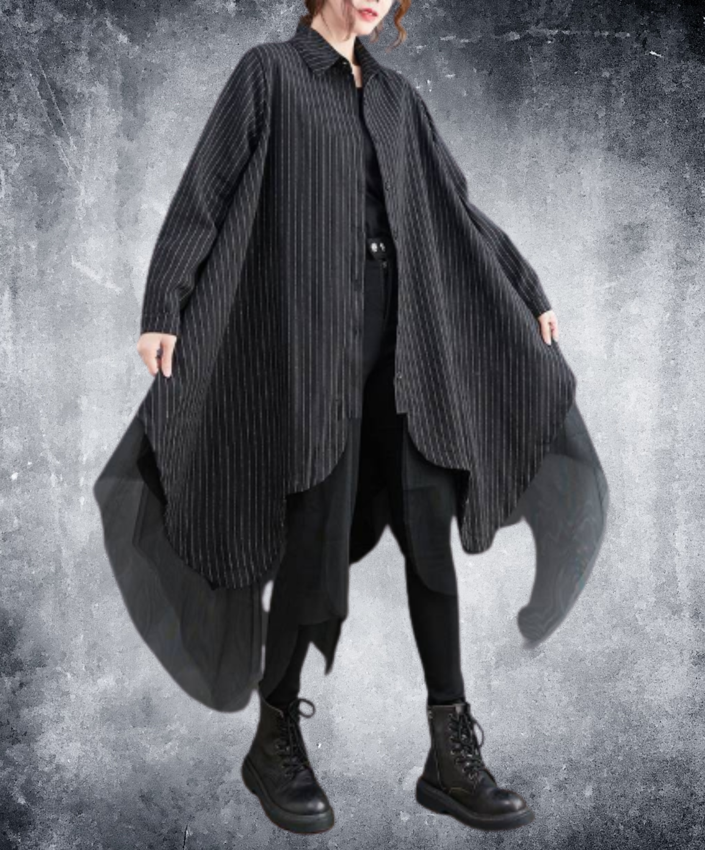 scalloped tulle long shirt EN3097