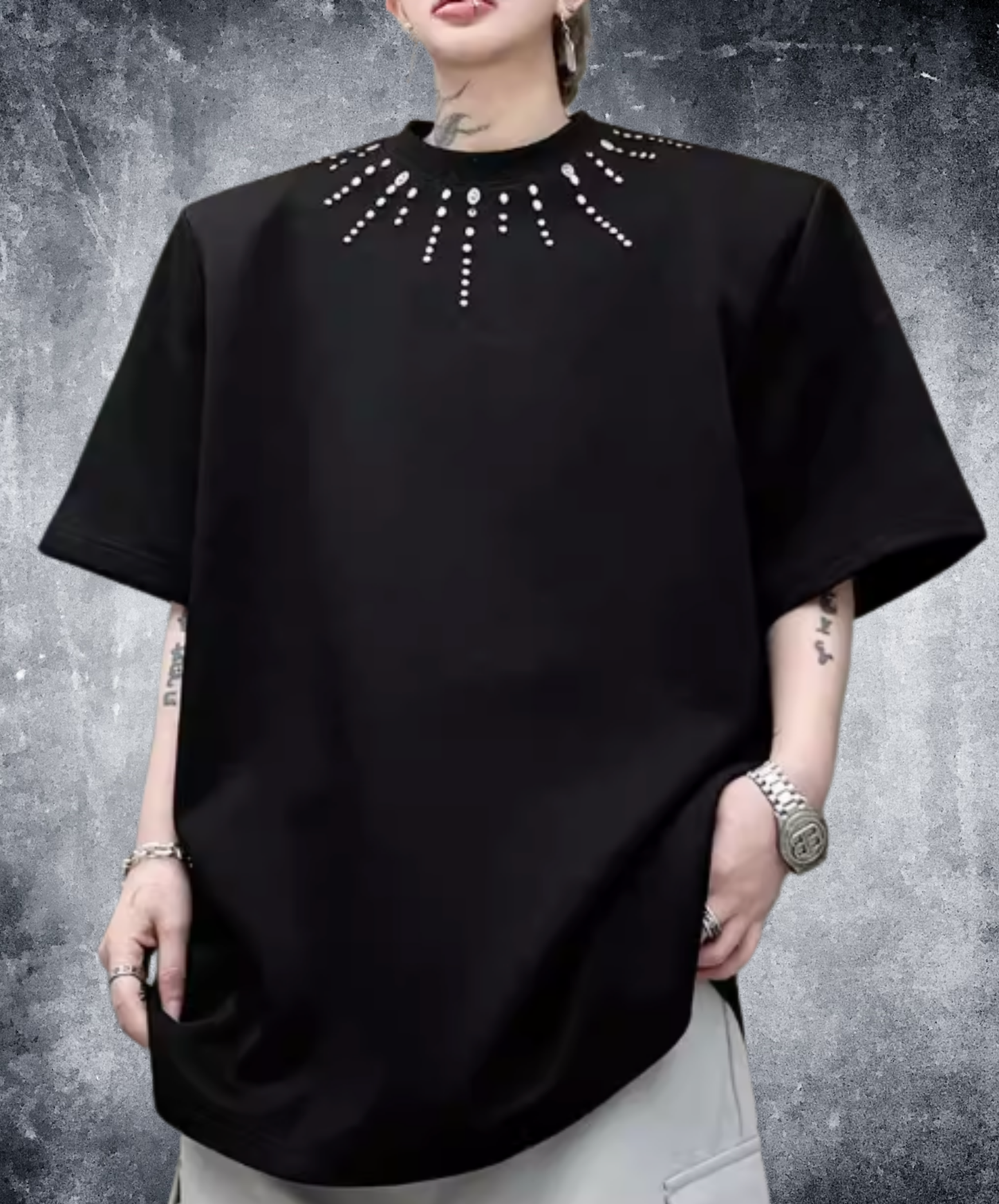 beaded meteor design t-shirt EN2826