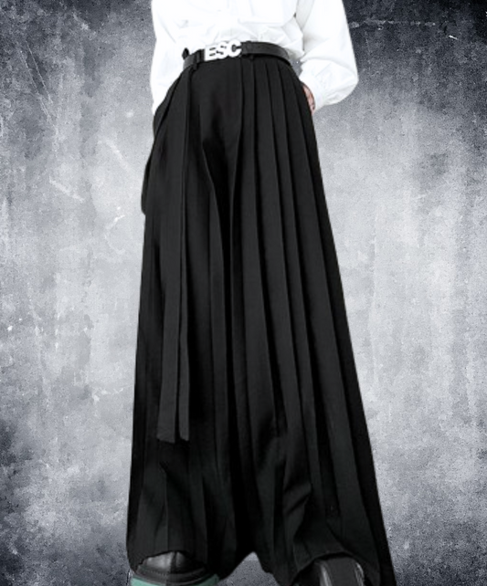 dark pleated wide pants EN1880