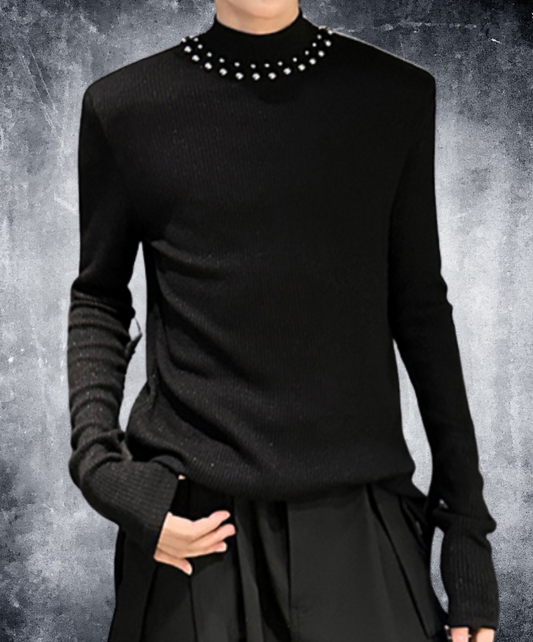 pearl embellished high neck sweater EN2561