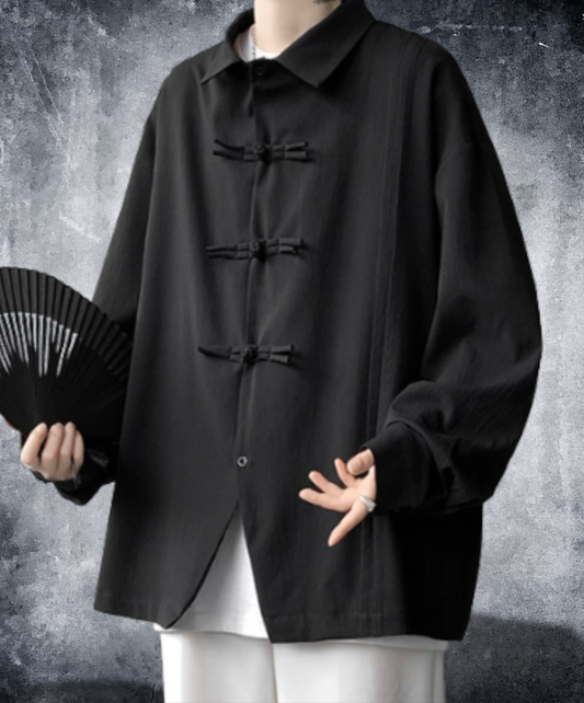 chinese-style button wrinkle processing shirt EN2871