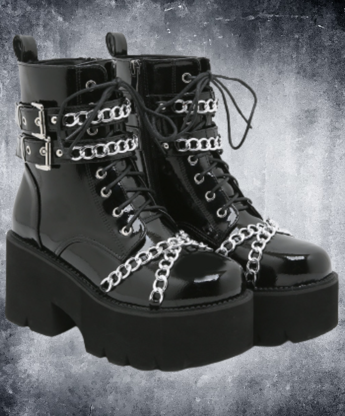 heavy-duty metal chain block heels boots EN3246
