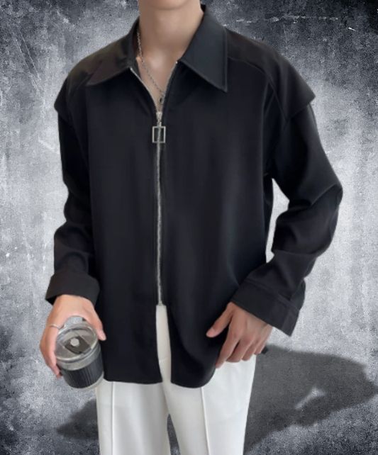 zip-up design long sleeves shirt EN2872
