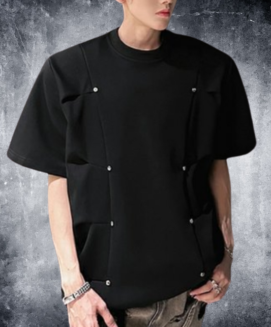 dark tack rivet decoration t-shirt EN2127