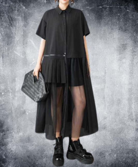 asymmetric mesh long shirt EN2895