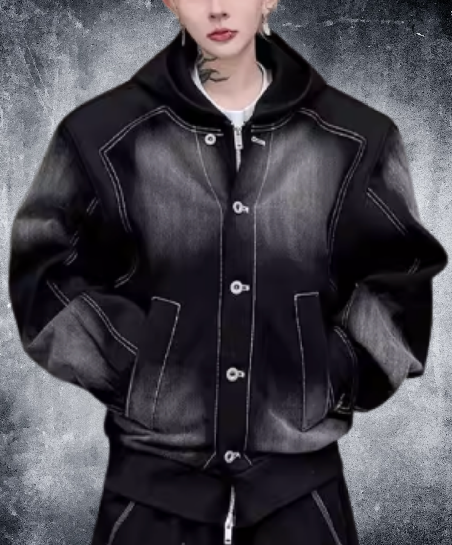 american retro patchwork denim hoodie EN2717