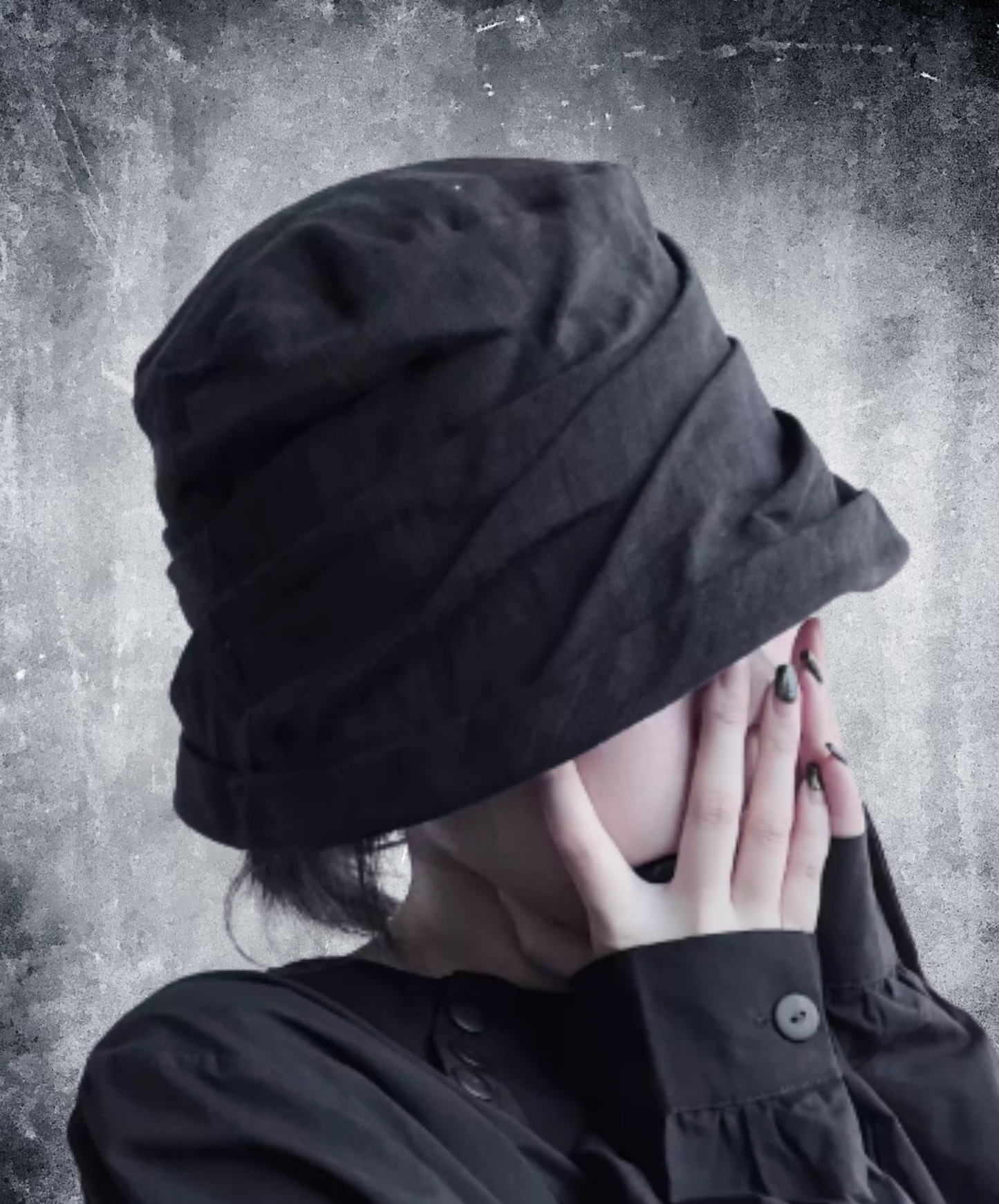 dark pleated cotton and linen het EN2479