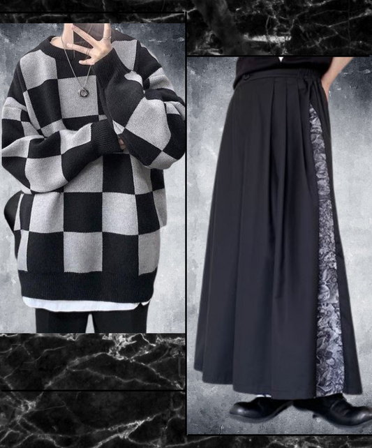 【style43】dark mode outfit set EN1441（sweater + pants set）