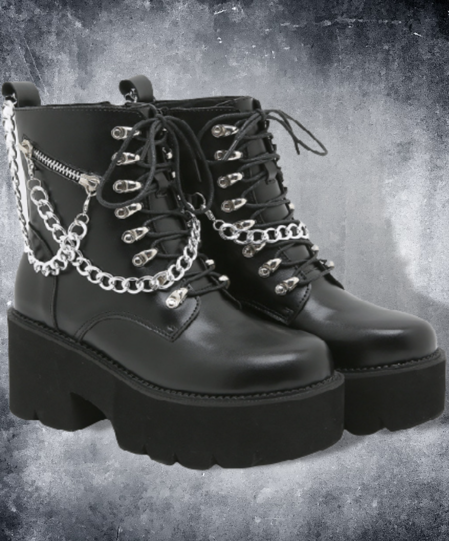 metal chain cross design boots EN1272