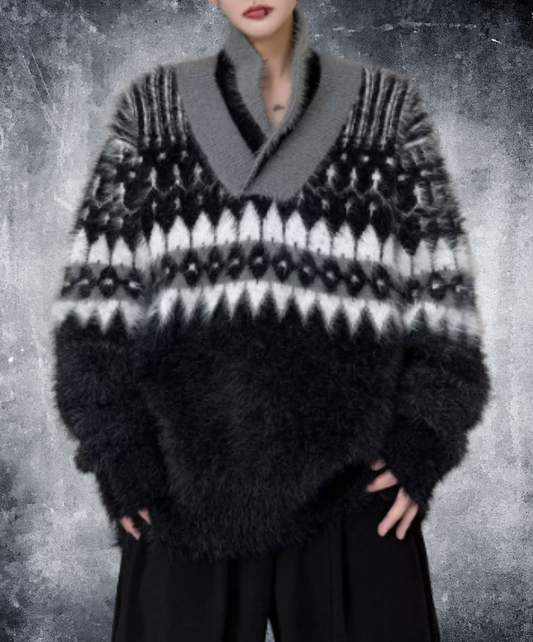 zip-up with a gradient pattern sweater EN3244