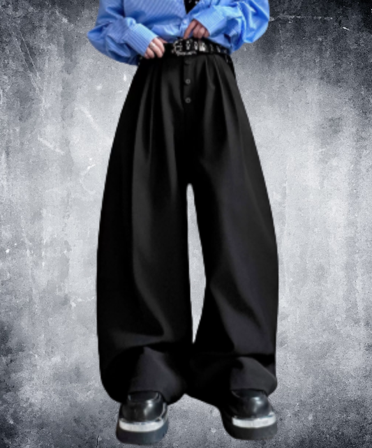 casual curve line wide pants EN2912